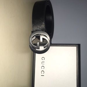 Gucci all black belt size 38